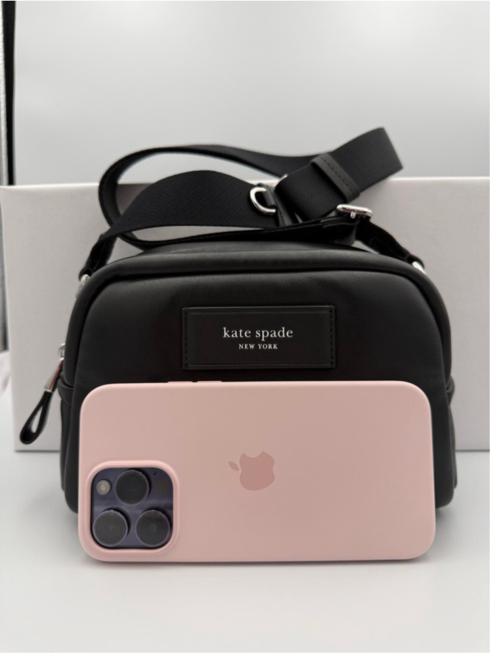 Women's Kate Spade Puff Black Leather Crossbody Bag - Picture 2 of 11